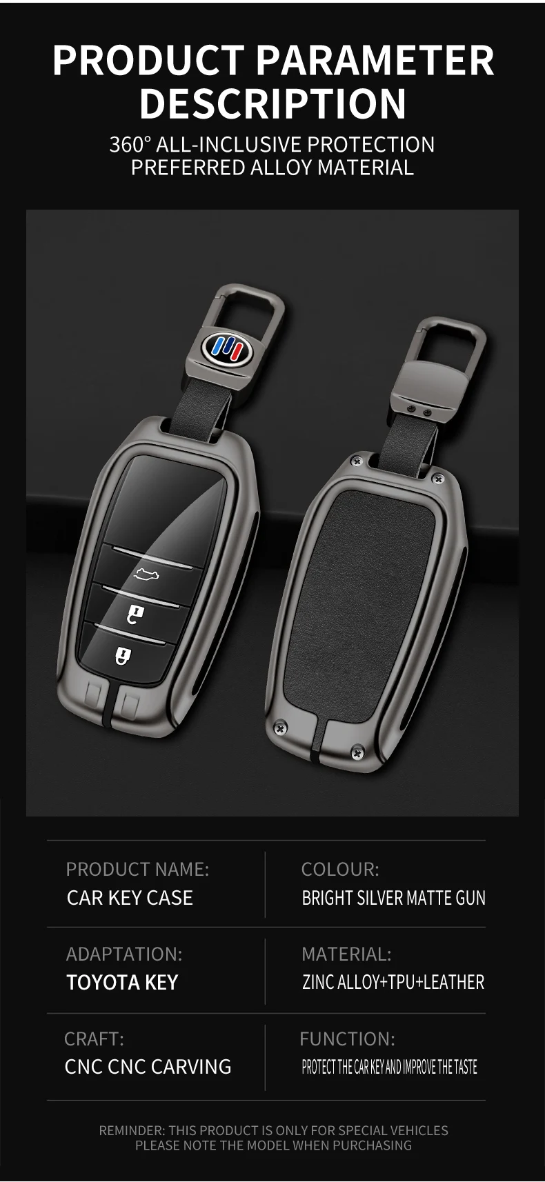 Custodia per chiave a distanza per auto in lega di zinco Shell per Toyota RAV4 Corolla Hilux Fortuner Land Cruiser 200 Camry Sienna Previa Protector - S503e0a99ae73495d8ceb809e7f65bb1e8