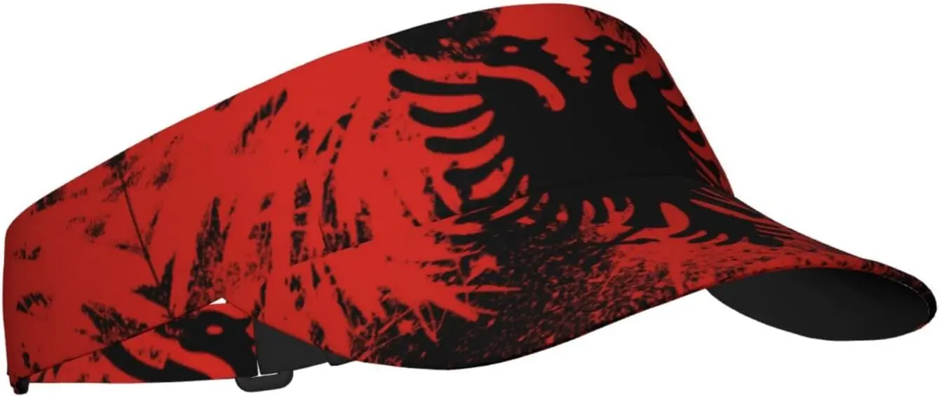 

Albanian Flag Pattern Sunscreen Visor Hats for Women & Men, Sport Empty Top Baseball Sun Cap, Tennis Visor, Golf Visor Bl