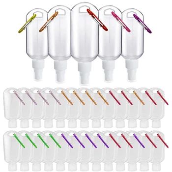 5Pcs Empty Lotion Bottles With Keychain Plastic PET Squeezable Liquid Containers Flip Spray Cap For Hand Sanitizer Conditioner