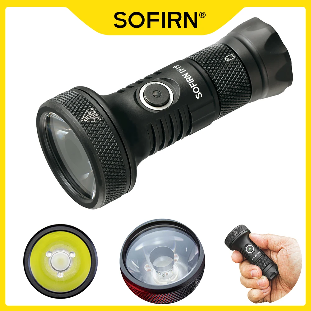 Sofirn USB C 충전식 LED 손전등, 미니 EDC 18350, 장거리 투척 램프, 휴대용 토치, TIR 광학, IF19, 2000lm, SST40