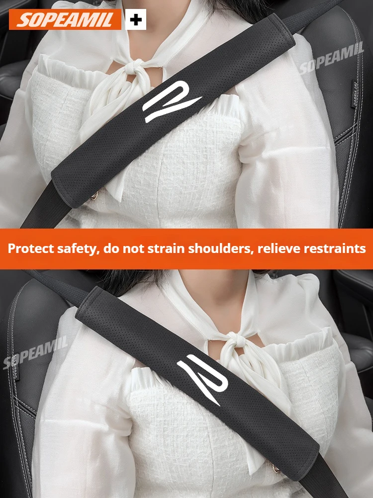 Car Safety Belt Cover Suede Seat Belts Shoulder Protector Pad For Volkswagen New R Tiguan Passat Arteon CC Touareg Golf GTI Polo
