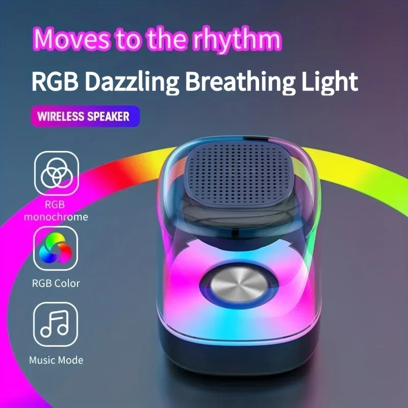 RGB 조명이 포함된 무선 스피커, 실외 오디오, 휴대용, 무선 스피커, 시끄러운 스테레오, 활활 타오르는 베이스, 가정용 미니 스피커, 자동차, O