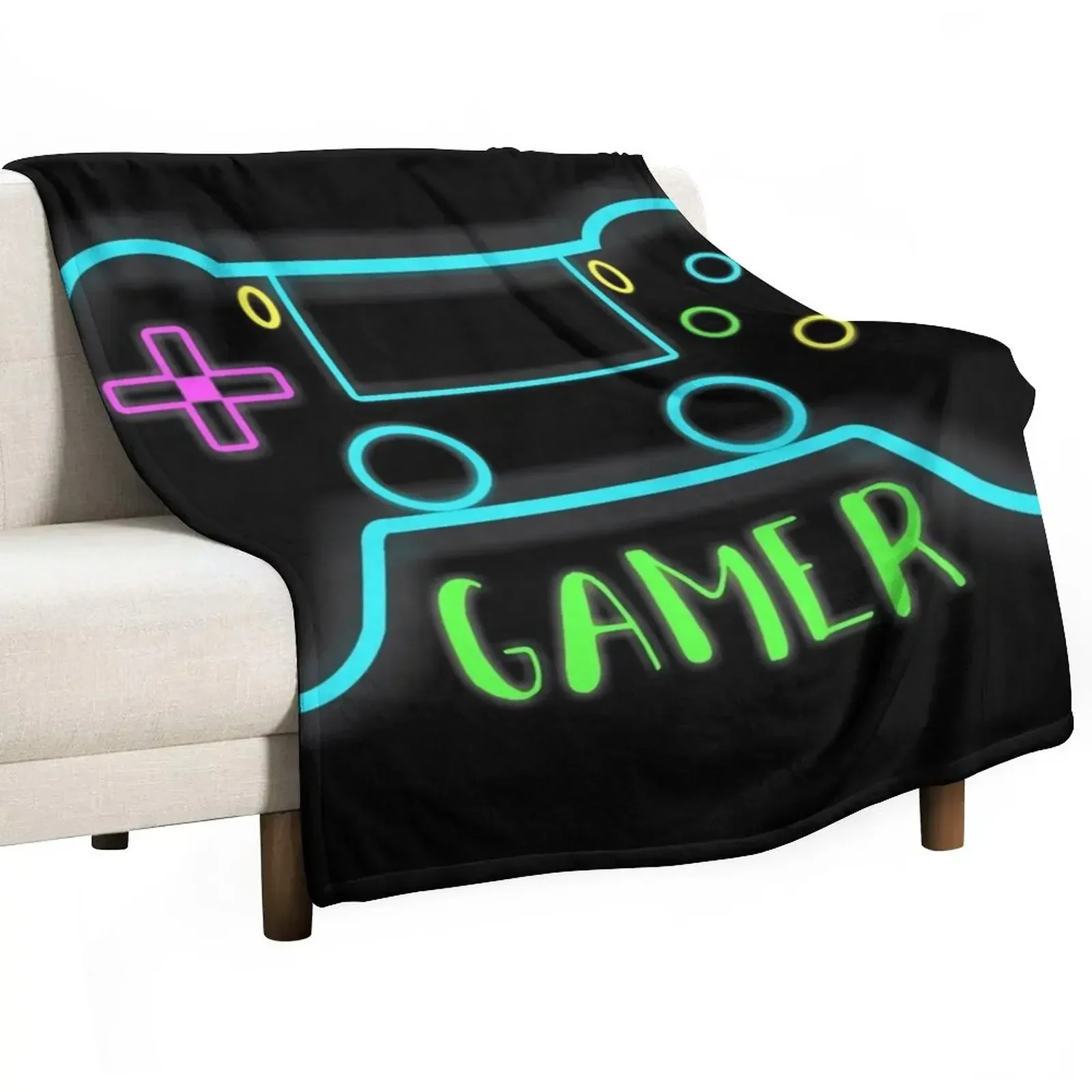 

Neon gamer controller neon colors Throw Blanket wednesday Fluffys Large Blankets Sofas Of Decoration Warm Blankets