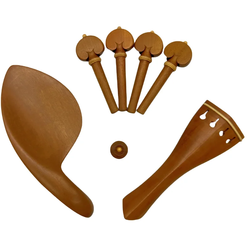 1 set of 4/4 violin/viola jujube wood accessories parts fittings,Tailpiece+Tuning pegs+Endpins+Chin rest/Chin Holder