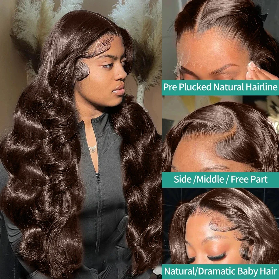Human Hair Wigs Body Wave Chocolate Brown Lace Front Wigs For Women 13x4 13x6 HD Lace Frontal Wig 4x4 5x5 Closure