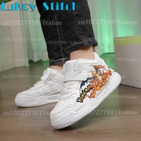 POKEMON Charizard Children's shoes sports basketball shoes kid boys girls fashion high quality High top  White casual board shoe