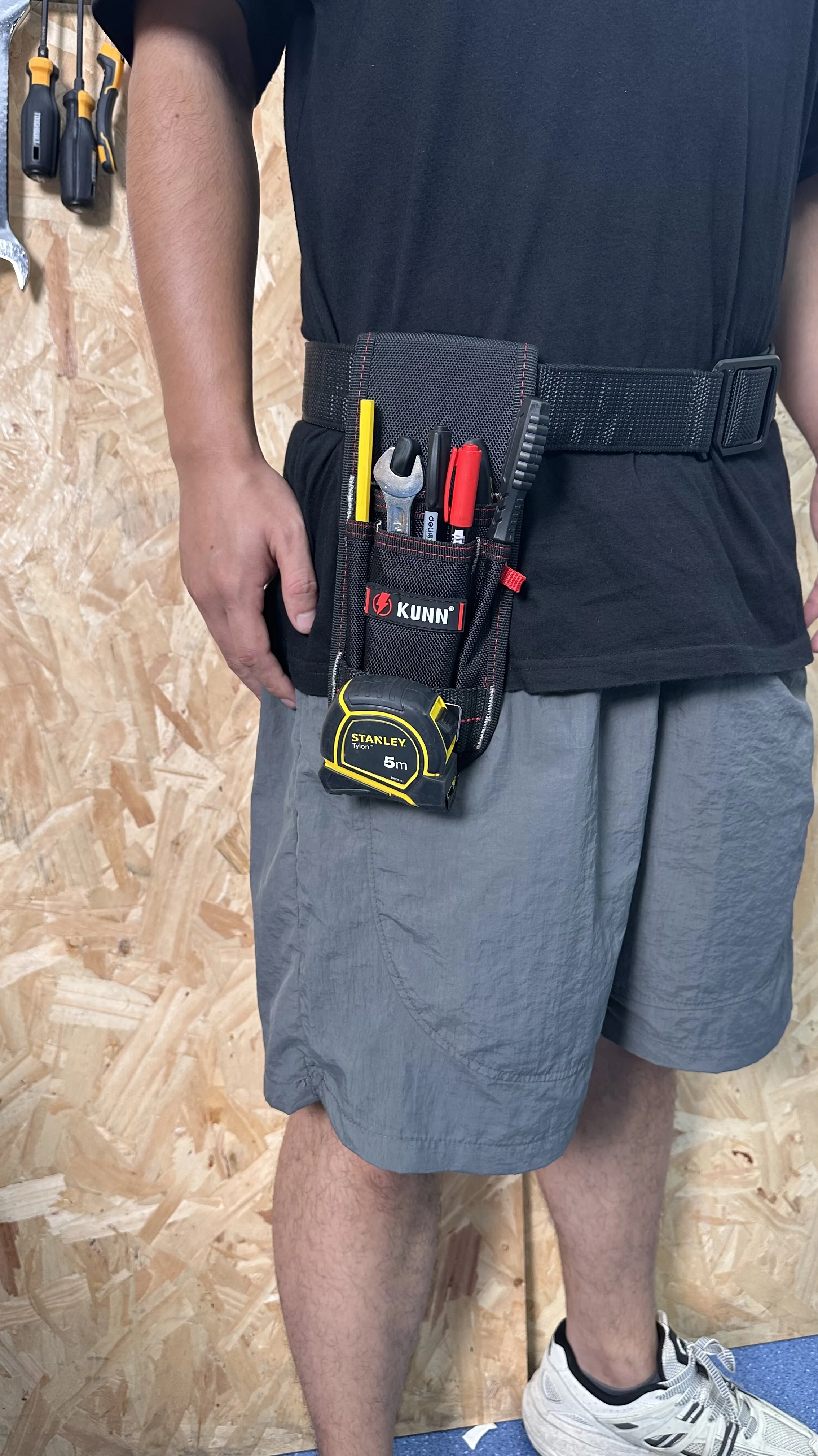KUNN Small Tool Pouch with Belt Clip, Utility Tool Organizer with Tape Measure Holder, Electrician Pouch for Belt