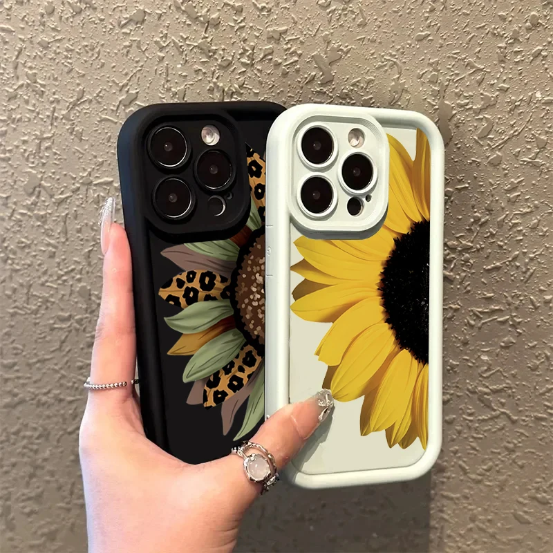 Sunflower Pattern Silicone Phone Case – Cute Floral Design Cover