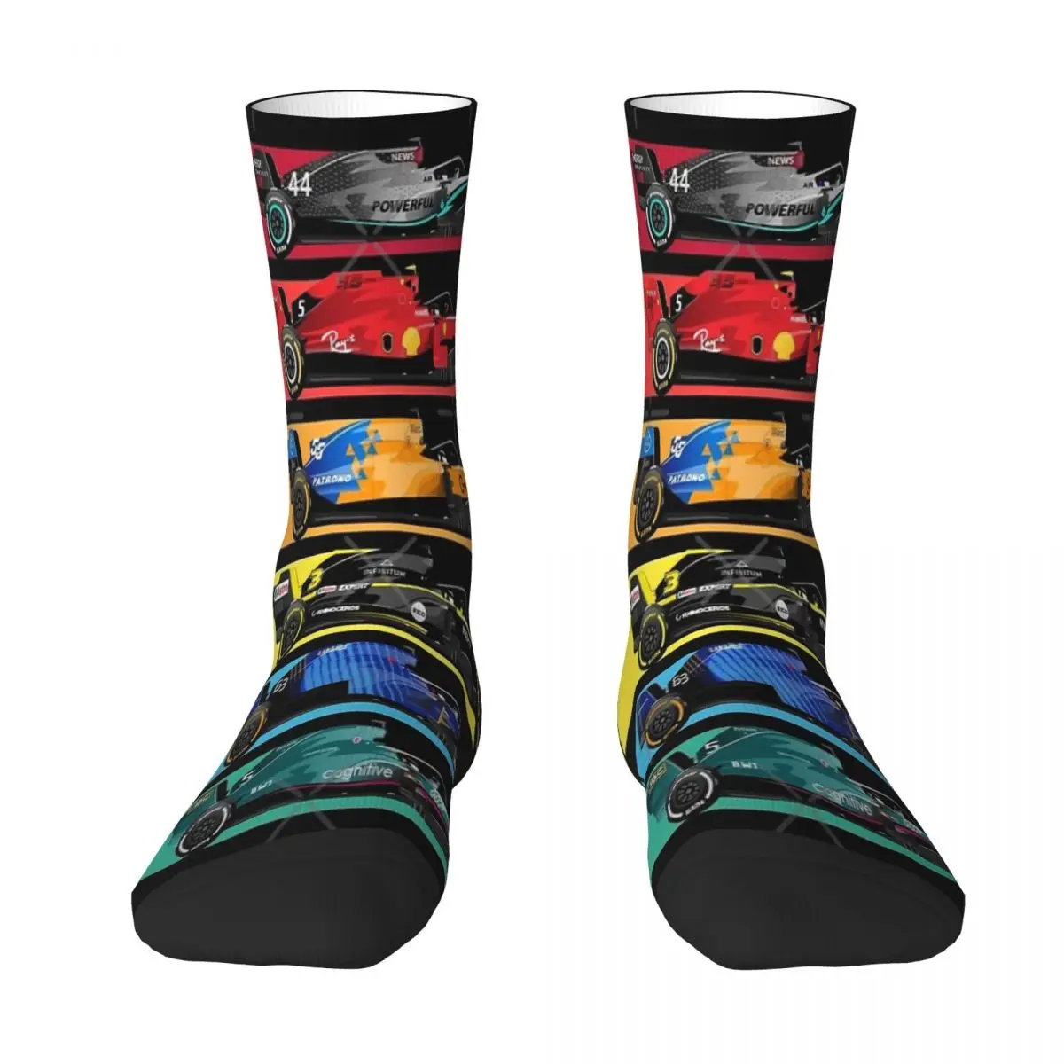 

Formula Racing Cars 2023 Design Theme Socks Accessories for Female Male Flexible Dress Socks
