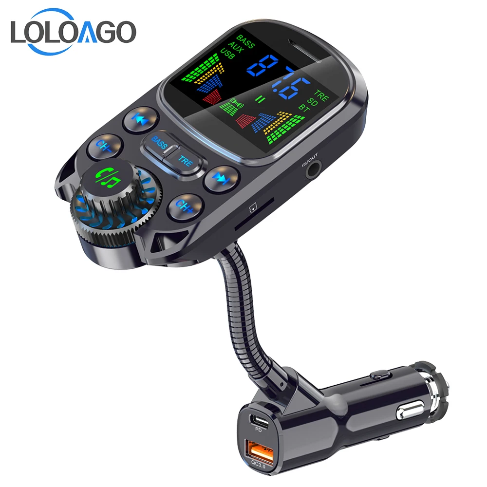 

Car Mp3 Player Bluetooth FM Transmitter BT Hands-free Charger QC/PD3.0 Fast Charging Wireless Audio In/Out Modulator