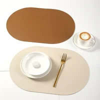 Leather Placemat Oval Oil-Proof Table Mat Home Dining Kitchen Table Placemat Design Dining Waterproof Heat Resistant Home Decor 3