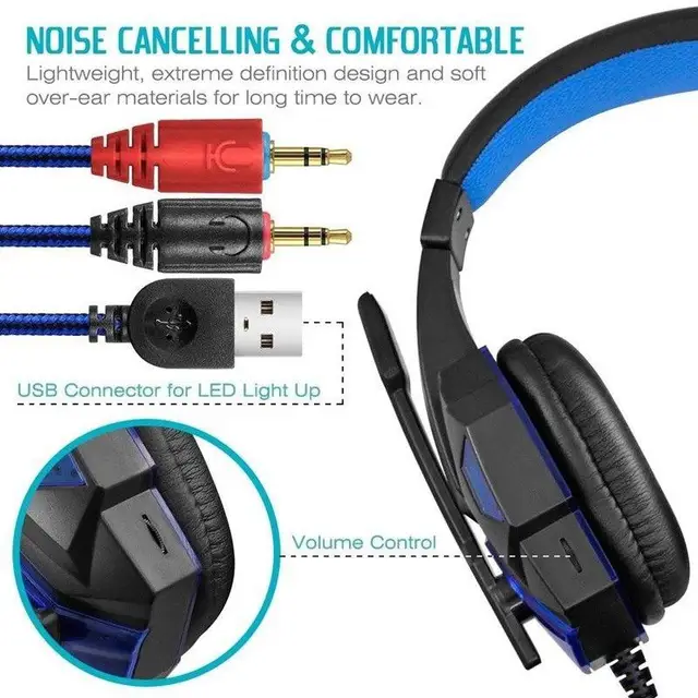 Gaming Headphones Headset Deep Bass Stereo Wired 2