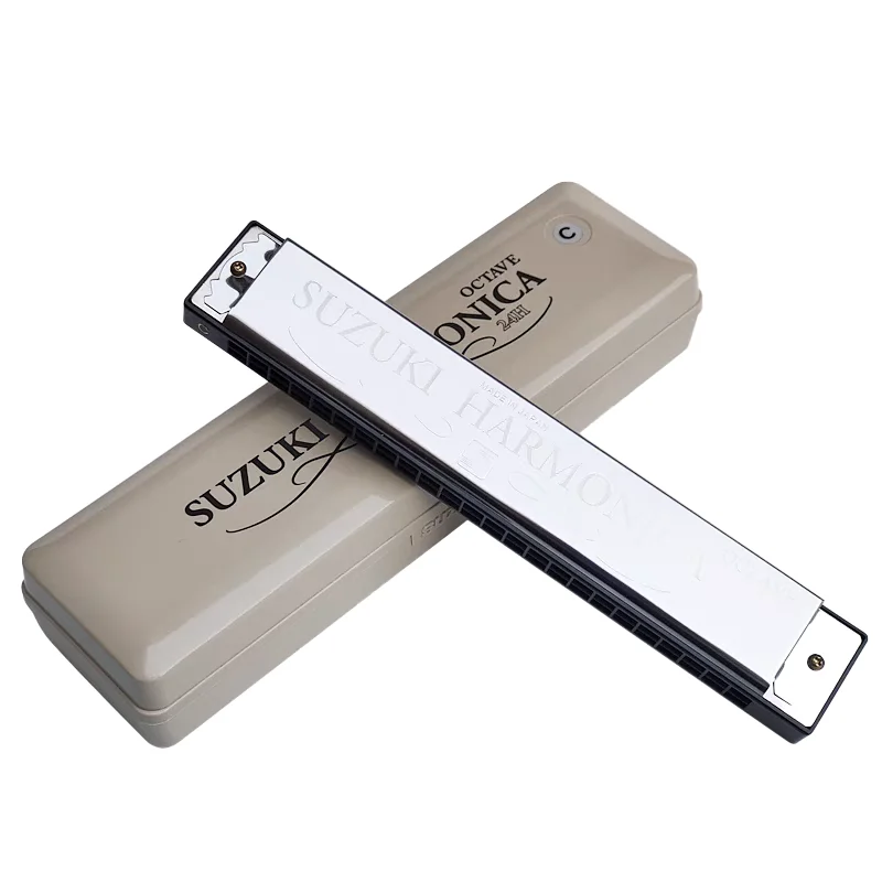 Suzuki Tremolo Octave 24-Hole Harmonica SU-24 2 Timer Key of C Mouth Organ Prefessional Armonica Japan Harp Musical Instruments