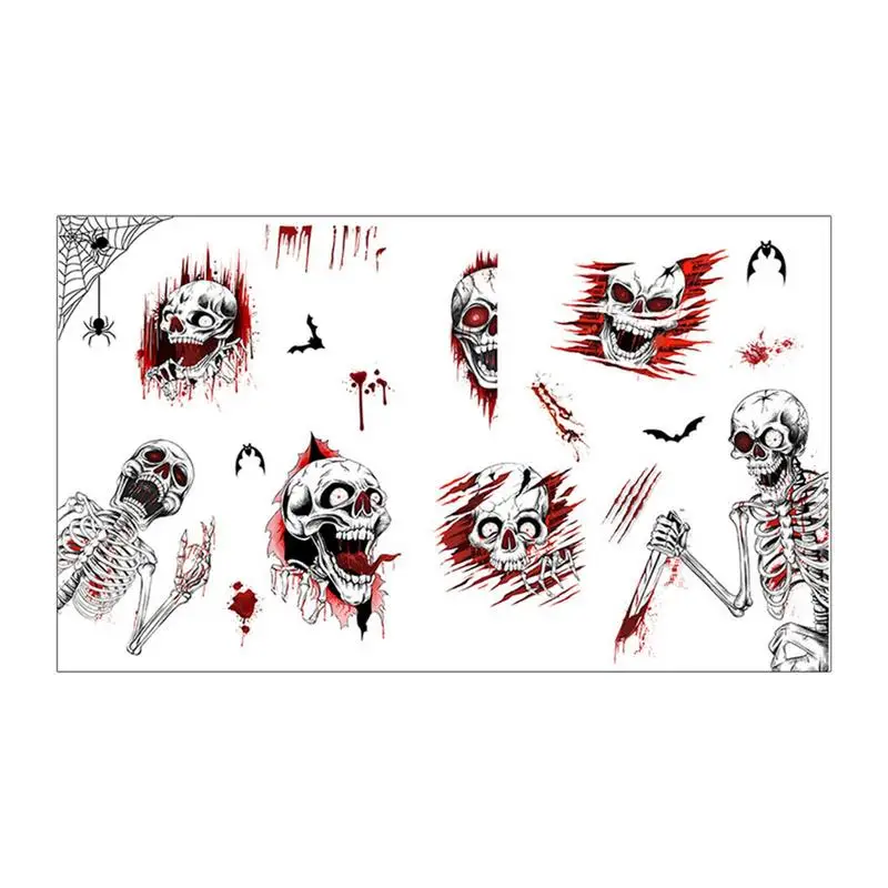 

Halloween Blood Stickers Durable & Self Adhesive Spooky Halloween Bloody Skeleton Window Stickers Home Decor For Cosplay Window