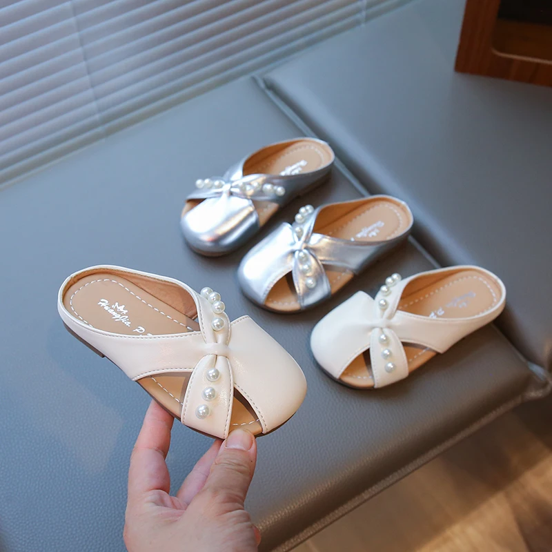 Girls Summer Beach Sandals with Shiny Beads