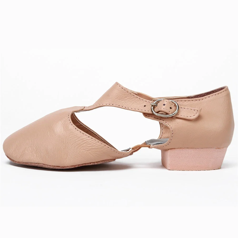 Dance Shoes Genuine Leather Stretch Jazz Dance Shoes For Women T Strap Ballet Lyrical Teachers' Sandals