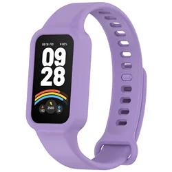 Sport Silicone Strap and Case Set - Premium Rubber Bracelet for Mi Band 9 active (Purple)