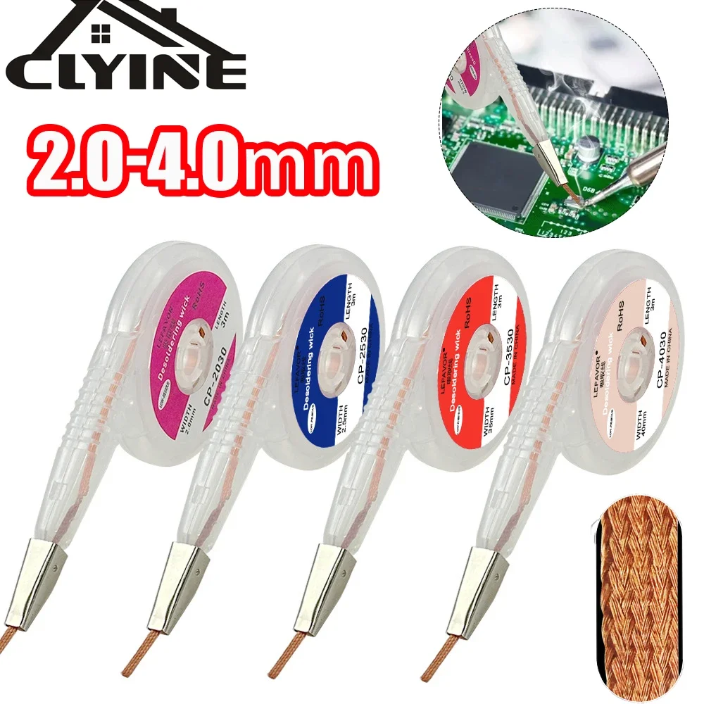 Anti-hot Desoldering Wick Wire Mesh Tape Copper Accurate Control Sucker Braid Desoldering For Soldering Solder Remover 2.0-4.0mm