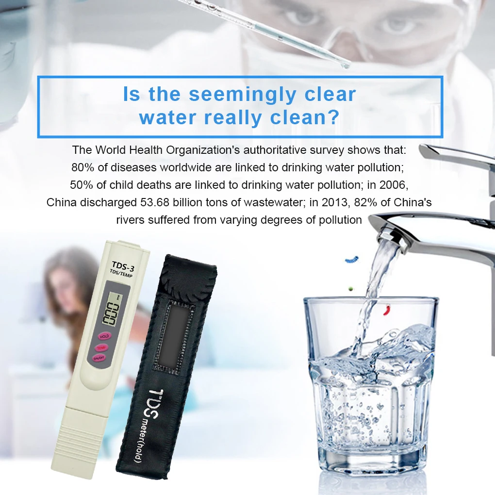 TDS Water Tester Testing Pen High Strength Weather Resistant Multifunctional Filter Meter Measuring Tools Aquarium Pool