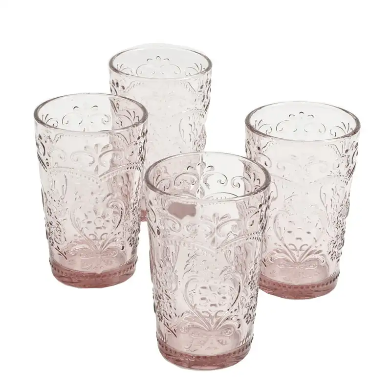 

15.22-Ounce Rose Glass Tumblers, Set of 4 Cheese cloth מסננת אורז Oil strainer Kitchen stuff Oil separator spoon Rice w