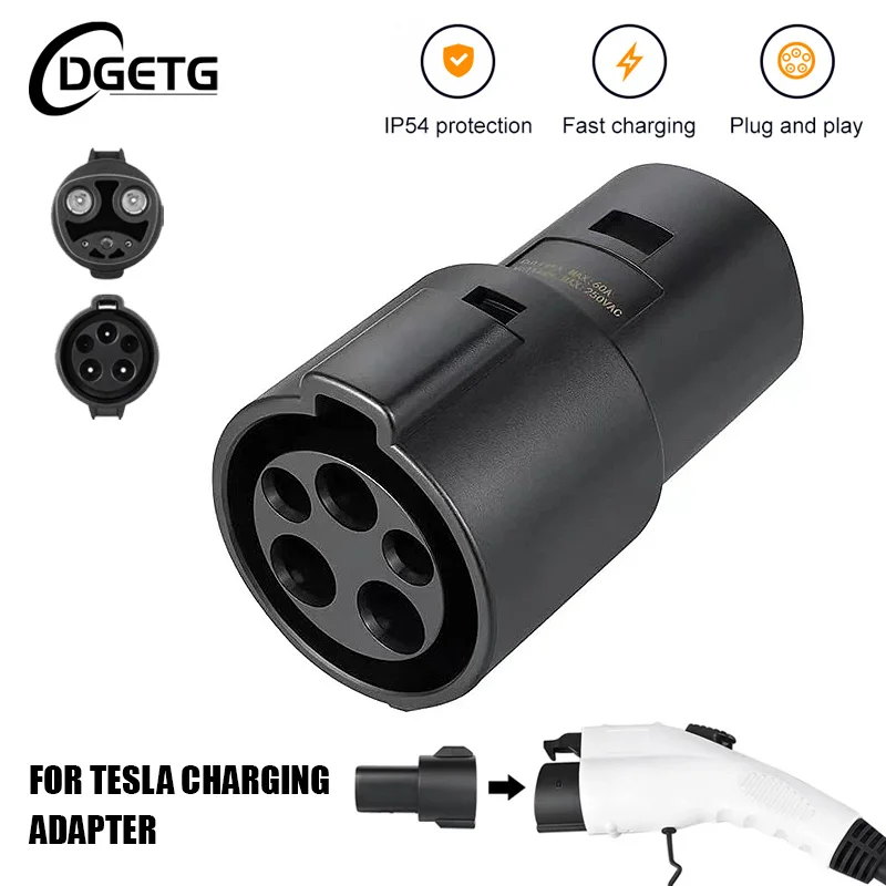 

DGETG Electric Vehicle Charging Adapter Type1 J1772 to Teslas Model X Y 3 S for EV Charger Connector EVSE Conversion Gun Socket