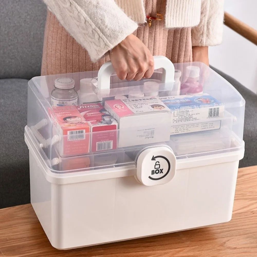 Large Capacity Medicine Kit Organizer Storage Box Pill Box Dust-proof Medicine Cabinet Multi Layer Classification Tackle Box
