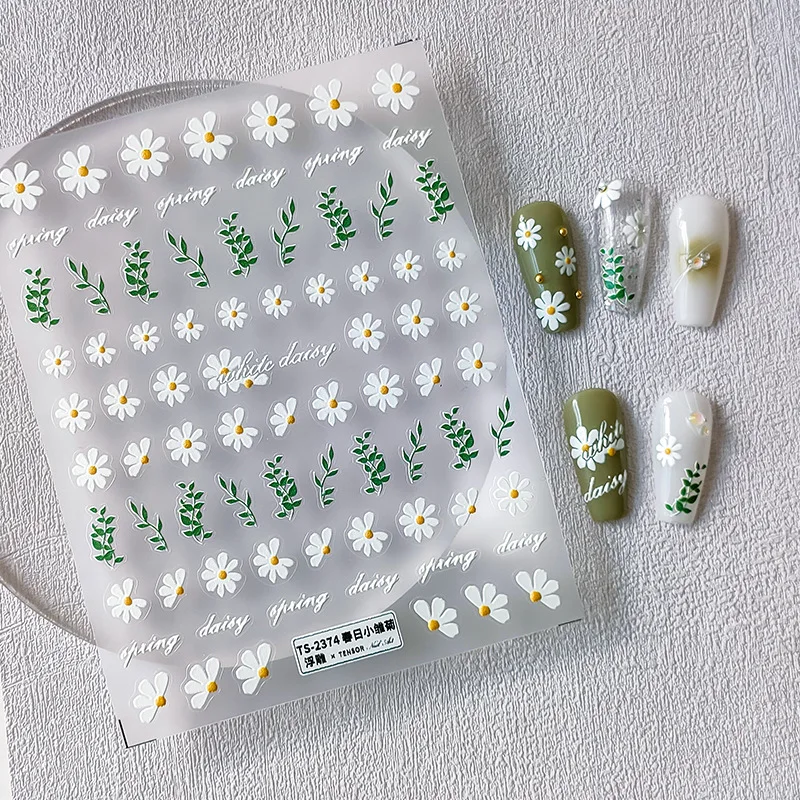 

[Meow.Sensei] Three-Dimensional Thin Tough Nail Sticker Thin Transparent Adhesive Cute Manicure TS-2373 Spring Little Daisy