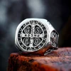 Vintage Exorcism Saint Benedict Cspb Cross Ring Men Punk Amulet Christianity Rings Stainless Steel Jewelry Gift Wholesale 3