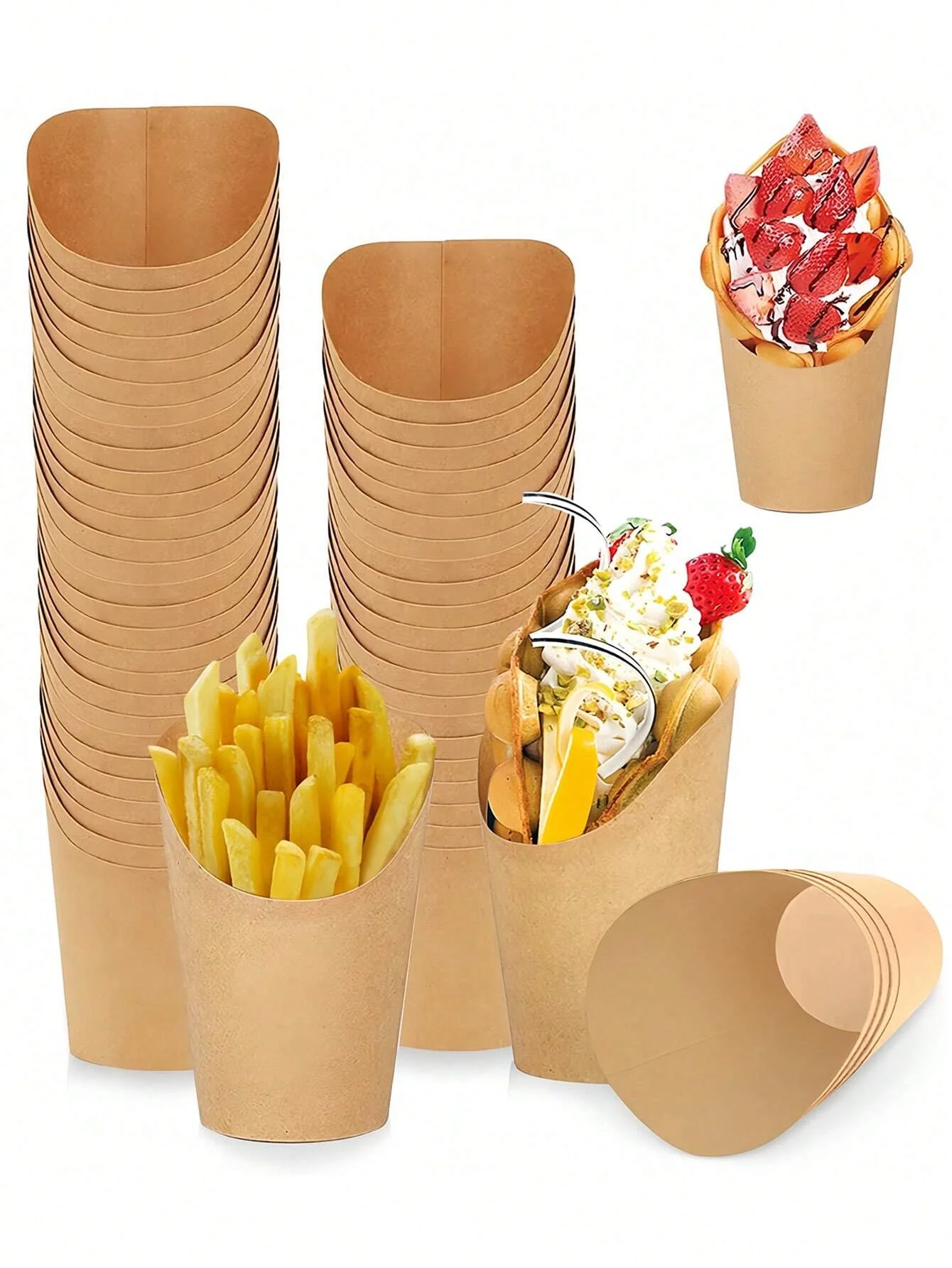 200-50pcs-French-Fry-Cups-Christmas-Party-Kraft-Paper-Slanted-French ...