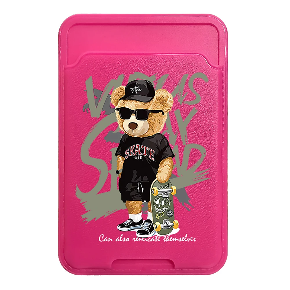 Skateboard Bear Phone Wallet Stick-On Credit Card Holder