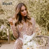 Glitter Long Sleeve Wedding Dresses 2025 Shiny Sequin O-Neck Open Back Bride Gown A-Line Open Back Vestidos De Novia Customized 6