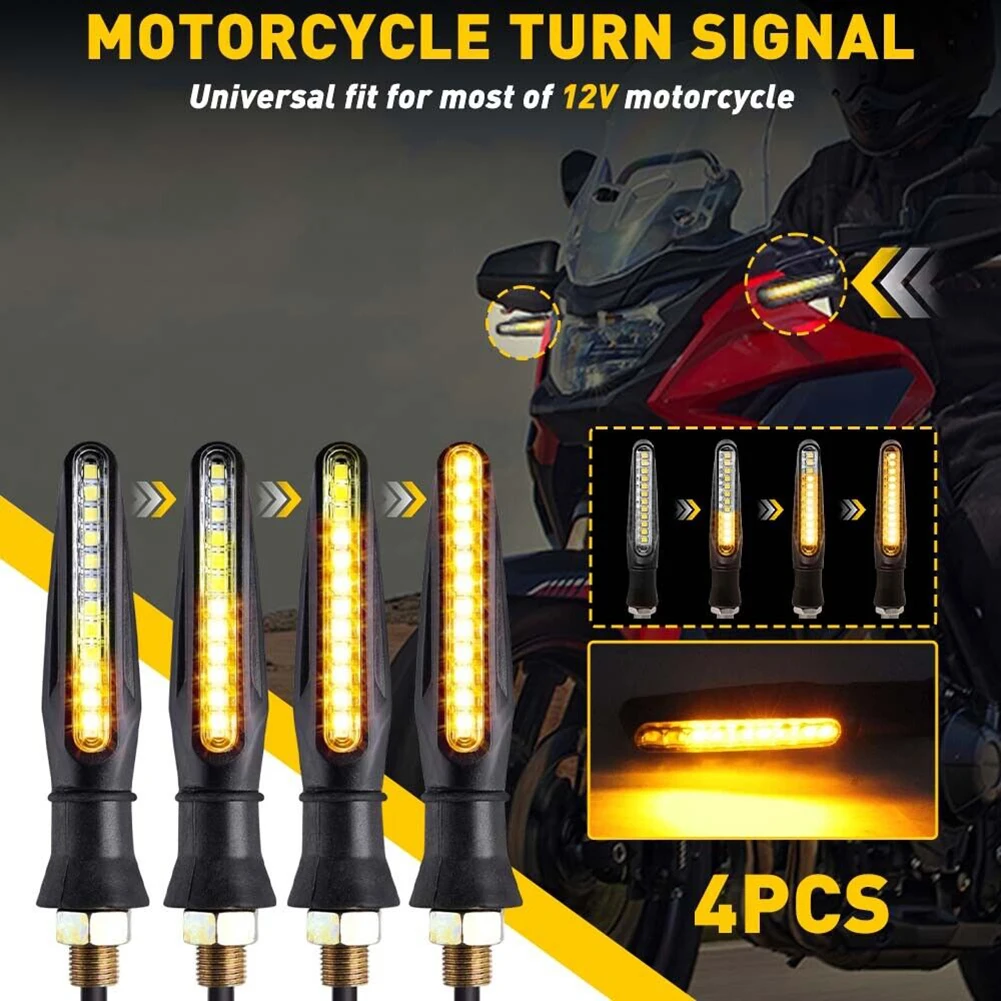 

4Pcs 12LED Motorcycle Indicators Flowing LED Turn Signal Lights IP65 Waterproof 12V Universal For Motorbike