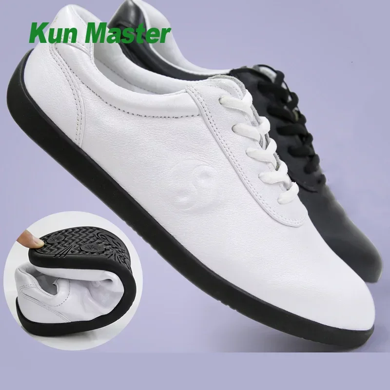 Genuine Leather Kung Fu Tai Chi Shoes Martial Art Shoes Sneakers Soft Cowhide Breathable Comfortable Men Women