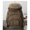 Winter New Fur Collar Puffer Down Parka Loose Down Warmer Thicken Snow Jacket Pocket Zipper Faux Fur Outerwear Female 2