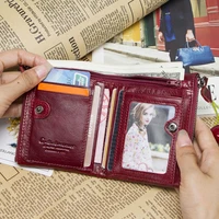 CONTACT'S Fashion Genuine Leather Women Wallet Bifold Card Holder Coin Purse Small Women's Purse Money Clip Men Pocket Wallets - Image 3