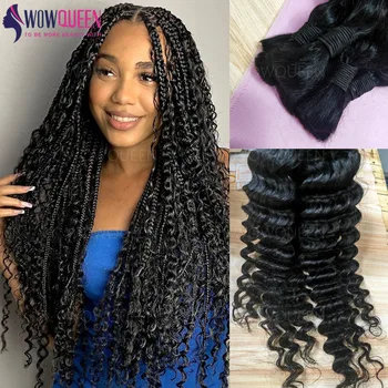 Bulk Braiding Hair 100% Human hair Deep Wave No Weft Boho Braids Human Hair Bulk Curly Extensions Brazilian Remy Hair 50g/100g 1