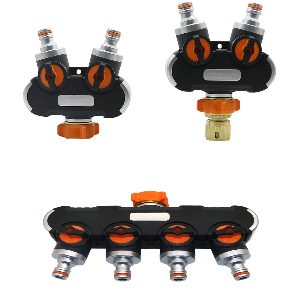 Jardim 4-way Jardim Torneira Mangueira Divisor de Água Polegada Rosca com Bocal Conector Rápido Válvula de Irrigação ao ar Livre Torneira Conjunto