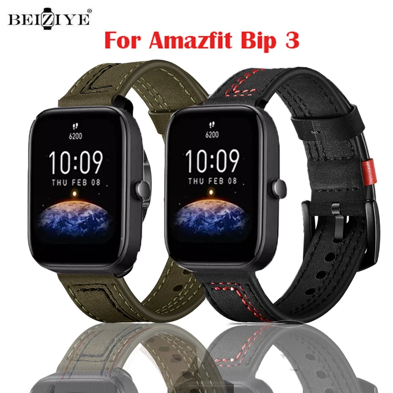 

Ремешок кожаный для Amazfit Bip 3, сменный Браслет с металлической пряжкой для Amazfit Bip 3