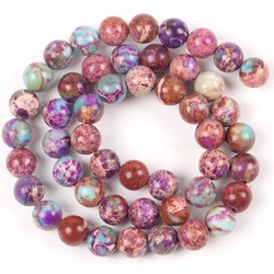 Vibrant Natural Stone Beads - Multi - Size Colorful Jaspers & Turquoises for DIY Jewelry & Bracelets (Purple Flower)