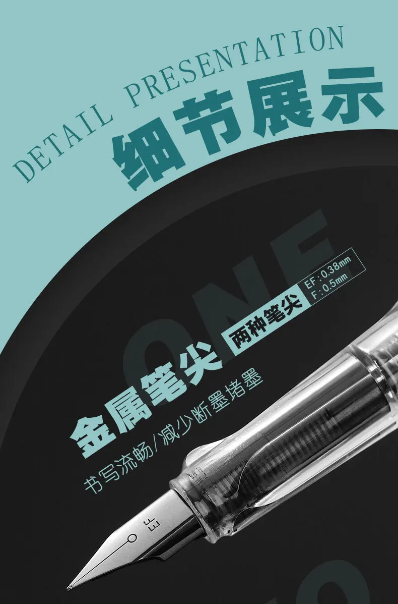 53-teiliges transparentes Stift-Set mit feiner Spitze, austauschbare Tinte, 0,38 mm, für Schüler, Schwarz/Blau/Rot, Büro, Schreibwaren – Detail 1
