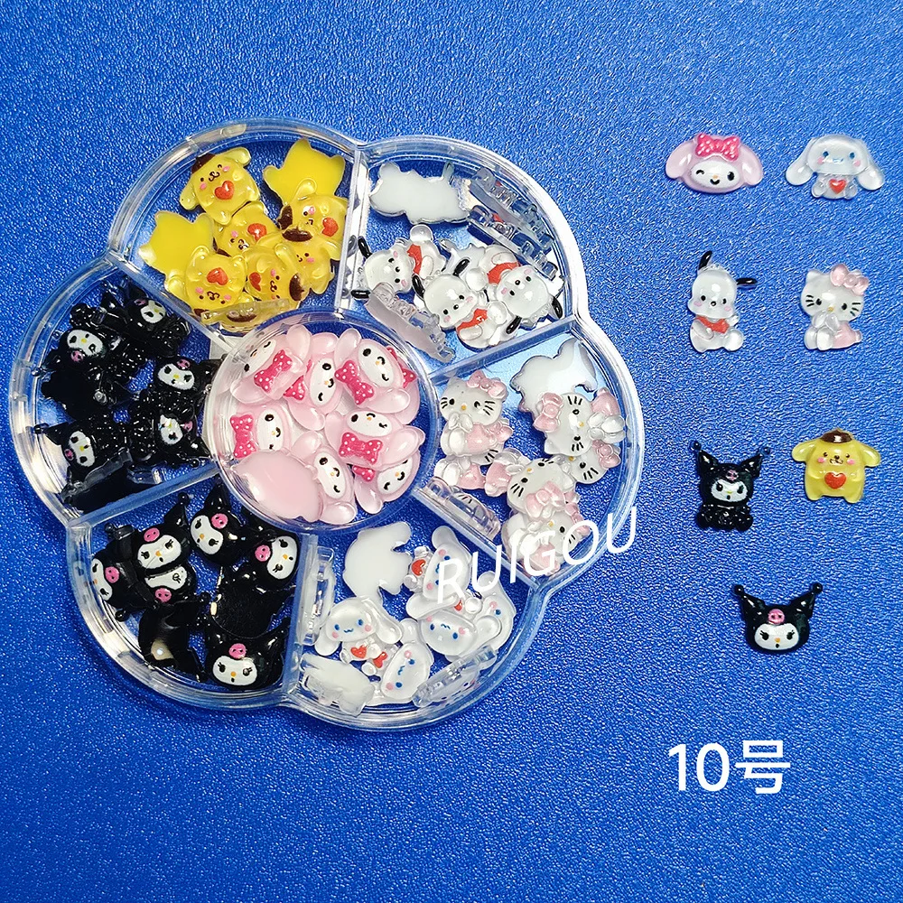 

Sanrio Hello Kitty Theme Nail Jewelry Charms Kit Kawaii Star Kirby/Hello Kitty Nail Rhinestone Gems for Manicure DIY Crafts Gift