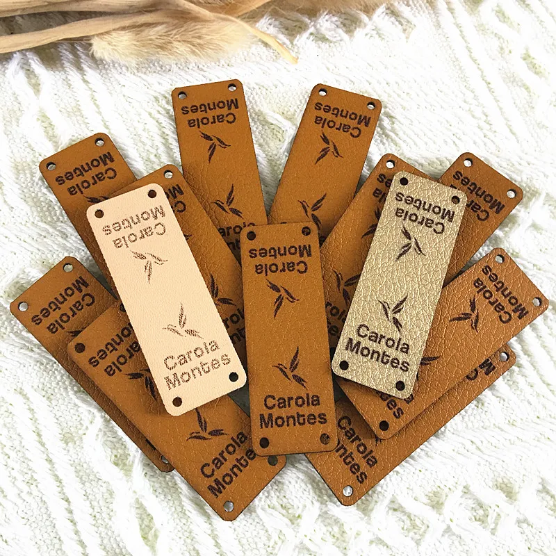 30pcs Personalized Sewing handmade label with logo Folding leather tags for  Crochet clothing Custom rectangle Knitting labels - AliExpress