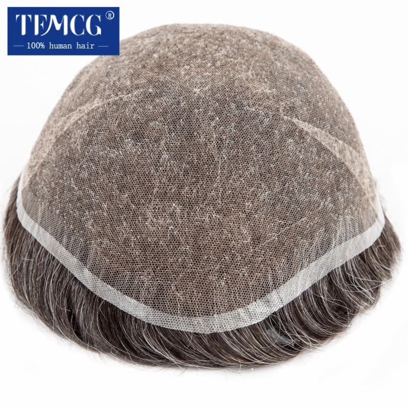 Protesi Capillare Maschile in Pizzo Svizzero Parrucca da Uomo Ultra Delicata AIR-Lace Traspirante 100% Capelli Umani Toupet Sistema per Uomo Parrucca Maschile - immagine 3