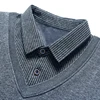 Male Fleece Polo Shirt Men's Pullover Autumn Winter T-shirt Collar Sweaters Cold Blouse Navy Blue Khaki Korean Clothing 4
