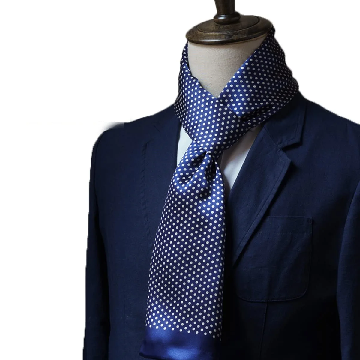 Men 100 Silk Paisley Scarf Cravat Double Layer Neckerchief Suit Shirt Blue  Grey