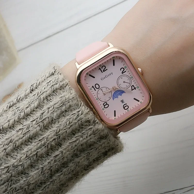 Orologio Calendario Da Donna Di Marca Famosa Orologio Al Quarzo Da Donna Luminoso Rettangolare Orologio Da Polso Con Cinturino In Silicone Relojes Par