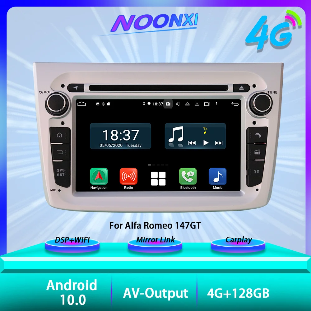 

128GB Android 10 For Alfa Romeo Mito 147 159 Carplay Car Radio Stereo Receiver Auto Audio GPS Navigation Head Unit Player Screen