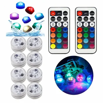 원격 제어 RGB 잠수정 조명, IP68 배터리 작동, 수중 야간 램프, 꽃병 그릇, 수영장, 야외 정원 파티, 21 키