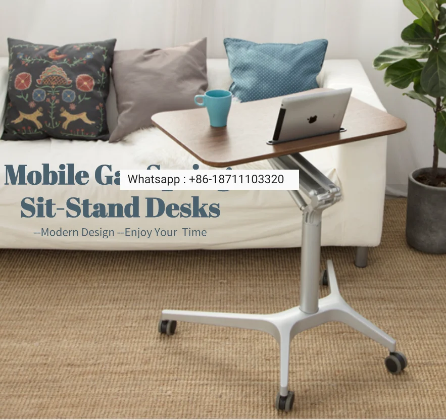 

Gas lift mobile workstation cart sit-stand Desk for home office