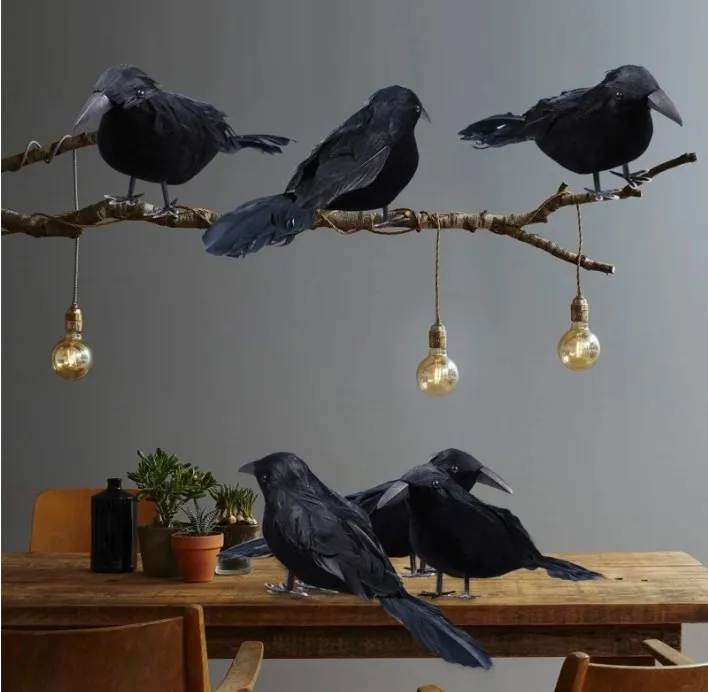 Realistic Artificial Crows Party Ornament Halloween Decorations 2023 Halloween Party Props Horror Crow Decoration 6pcs 2